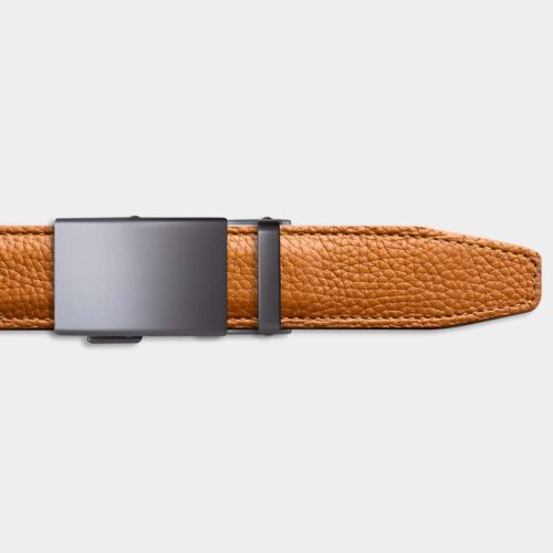 Einzelner Gürtel - Cognac Buffalo / Matt-Metall