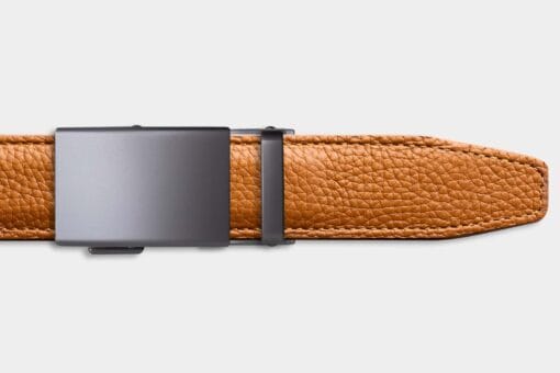 Einzelner Gürtel - Cognac Buffalo / Matt-Metall